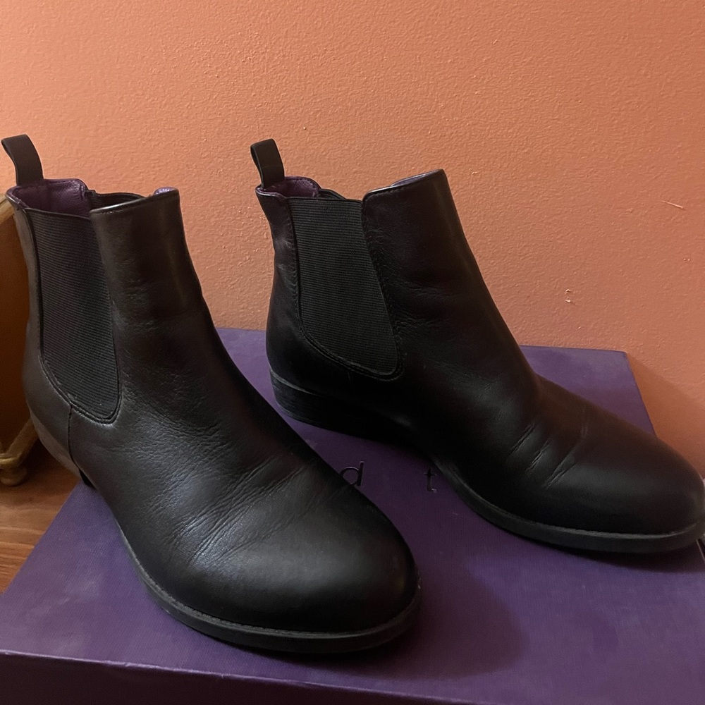 David Tate Black Leather Ankle Boots